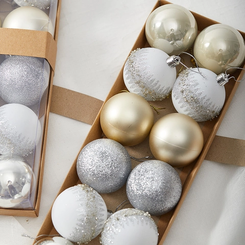 Kerstballen PVC Beschilderd Gegalvaniseerd Glanzend Mat Glinsterend Hangende Decoratie Voor Kerstboom