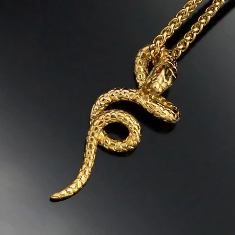 Hiphop 316 Roestvrij Staal Slang Hanger Voor Heren Dames Verguld Cobra Serpent Hanger Strass Ogen Zonder Ketting