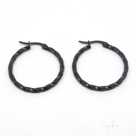Twisted Rope Hoop Earrings Stainless Steel Large Textured Circle Fashion Jewelry For Women