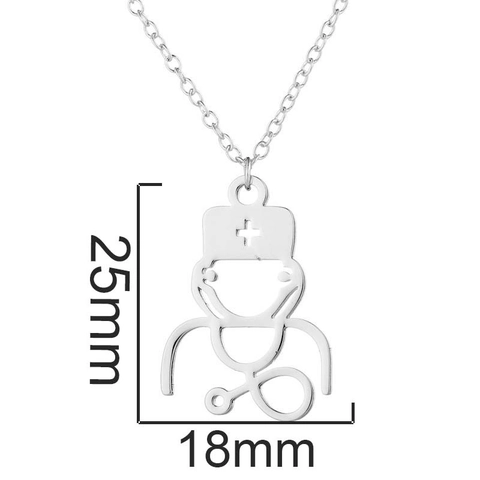 Edelstahl Stethoskop Herz Krankenschwester Hut Anhänger Halskette Medizinischer Schmuck Geschenk Für Ärzte Krankenschwestern Damen