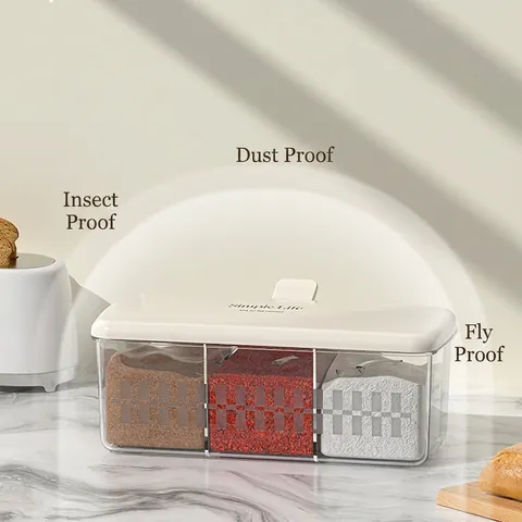 Scatola Per Condimenti Trasparente Scomparti Multipli Barattolo Per Spezie Con Coperchio A Pressione E Cucchiai Cucina