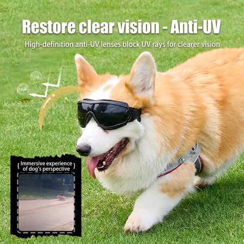 Dog Goggles UV Protection Sunglasses For Pets Windproof Adjustable Straps Protective Eyewear PC TPU Nylon