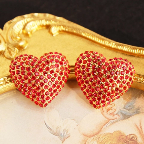 Vintage Brass Gold Plated Enamel Earrings With Zirconia Artificial Pearl 925 Sterling Silver Post French Retro Heart Flower Earring Jewelry For Women