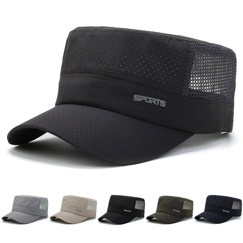 Berretto Cadet Da Uomo In Rete Traspirante Cappello Piatto Asciugatura Rapida Per Sport All'aperto Protezione Solare Estate