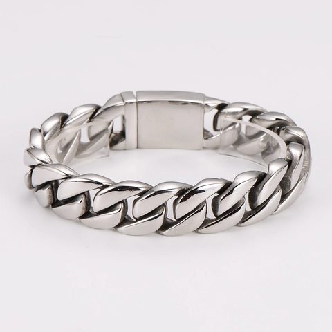 Pulsera De Cadena Cubana Para Hombre De Acero Inoxidable Cadena Gruesa Pulida Streetwear Moda Hip Hop Joyería Minimalista