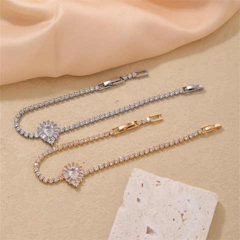 Bracciale Tennis Goccia D'acqua Pera In Zirconia Scintillante Rame Gioielli Halo Per Donne Stile Elegante Da Sposa
