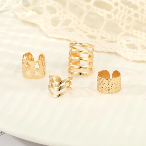 Μινιμαλιστικό Σετ Σκουλαρίκια Ear Cuff Αστέρι από Χρυσό Κράμα για Γυναίκες Μόδα Σχήμα C Χωρίς Τρύπα Κοσμήματα