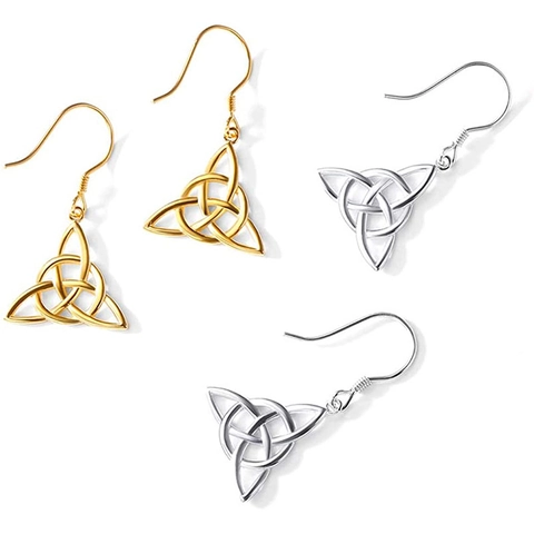 925 Sterlingsilber Keltischer Knoten Triquetra Ohrhänger Vintage Dreieck Geometrische Hängeohrringe Für Damen Mode Schmuck