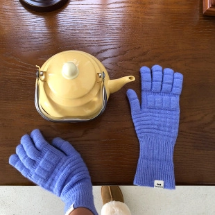 Winter Warme Wolle Strickhandschuhe Unisex Waffelstruktur Einfarbig Fingerhandschuhe Thermohandschuhe Kälteschutz