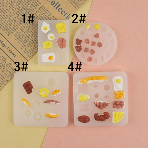 Mini Food Silicone Molds Miniature Donut Waffle Croissant Cheese Gingerbread Man Shape DIY Baking Fondant Chocolate Clay Crafts
