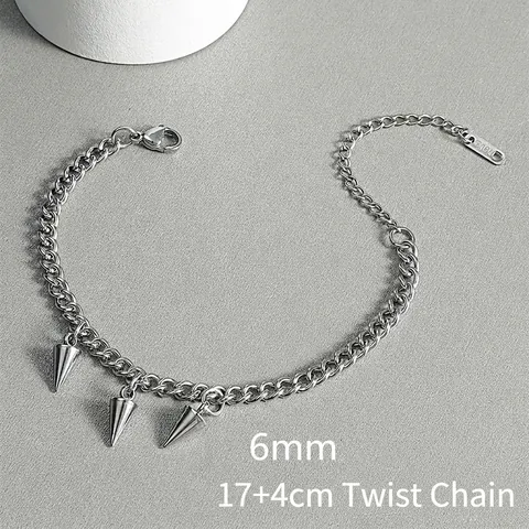 316L Stainless Steel Punk Bracelet With Spike Cone Pendants Hip Hop Industrial Style Cuban Chain For Men Women