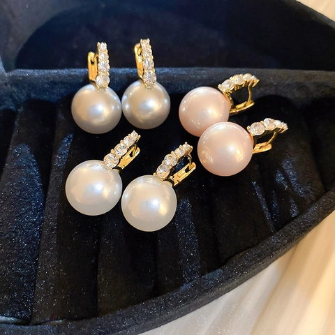 Orecchini A Monachella Eleganti Vintage Con Perla Artificial Sintetica E Strass Perno In Argento Stile Francese Per Donna