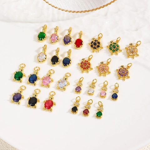 Turtle Pendant Copper Gold Plated Colorful Zircon Heart Shape DIY Jewelry Accessory For Women Necklaces