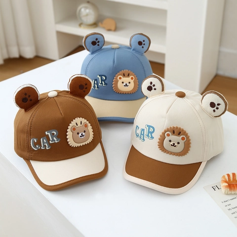 Baby Baseballkappe Cartoon Löwe Sonnenhut Mit 3D Ohren Für Kleinkinder Jungen Mädchen Baumwolle Schirmmütze Outdoor Kinderhüte