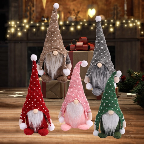 Gnomo De Navidad Muñeca Sin Rostro Decoración Gorro De Punto Peluche Tomte Sueco Ornamento Para Hogar Escritorio Fiesta Decoración
