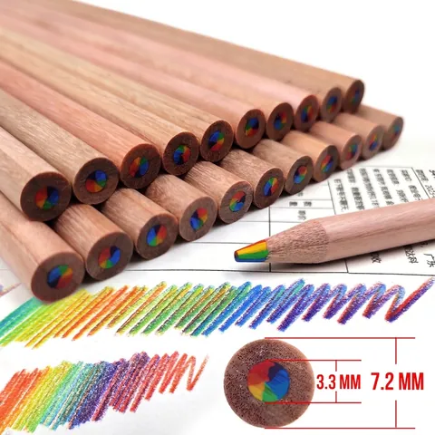 Lápices De Colores Arcoíris Madera Núcleo Degradado Multicolor Creativo DIY Dibujo Grafiti Papelería Para Niños Arte