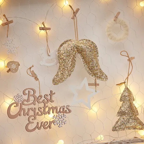 Weihnachts Wanddekoration Mit LED Lichterkette Holz Geflochtenem Netzrahmen DIY Feiertag Haus Party Ornamente Ins Stil