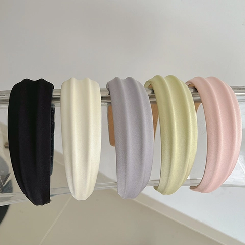 Thickened Padded Sponge Headband Wide Brim Fabric Solid Color Elegant Hair Hoop For Women