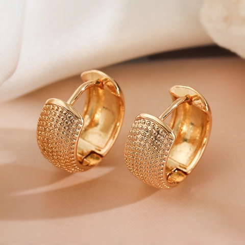 Orecchini A Cerchio In Rame Vintage Placcati Oro 18 Carati Testurizzati Design Geometrico Irregolare Da Donna