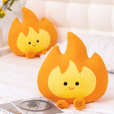 Flame Plush Pillow Soft Cartoon Fire Stuffed Toy Decorative Cushion Rabbit Fur Texture For Home Bedroom Kids Gift