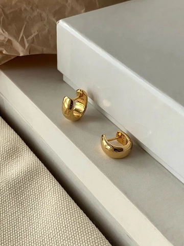 925 Sterling Silver Minimalist Thick Hoop Earrings For Women U-Shaped Geometric Electroplated Gold Silver Fashion Earring Studs
