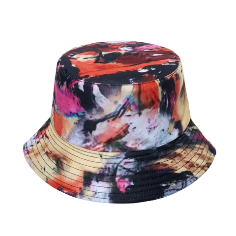 Colorful Abstract Oil Painting Print Bucket Hat Polyester Tie Dye Summer Outdoor Sun Protection Fisherman Hat
