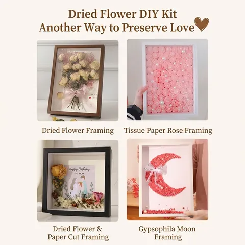 3D Shadow Box Picture Frame Wood Hollow Deep Display Case For Dried Flowers Specimens Desktop Wall Decor Modern
