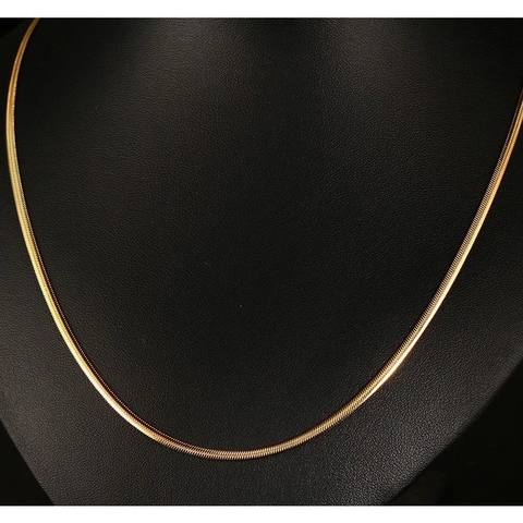 Minimalist Flat Snake Bone Chain Necklace Stainless Steel 18K Gold Plated Choker Jewelry For Women
