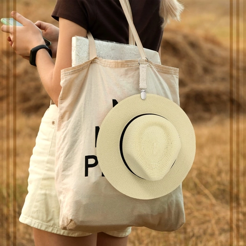 Attache Chapeau En Dentelle Pour Sac Voyage Portable Coton Crochet Clip Pull Châle Fermoir Métal Femmes