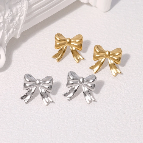 Pendientes De Botón De Lazo De Acero Inoxidable Minimalista Estilo INS Moda Joyería Que No Se Desvanece Para Mujeres