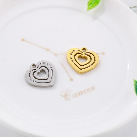 Colgantes De Acero Inoxidable Corazón Hueco Dijes De Corazón Triple Para Fabricación De Joyas Collar Pendiente Accesorios Chic