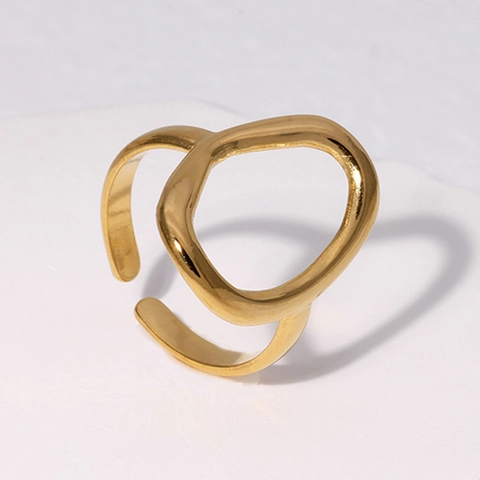 Anillo Geométrico Irregular Minimalista De Acero Inoxidable Ajustable Abierto Joyería De Dedo Para Mujer