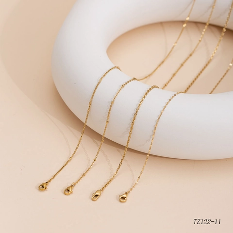 Stainless Steel Necklace Gold Plated Snake Bone Cuban Link Beaded Blade Chain Minimalist Non Fading Versatile Jewelry For Women
