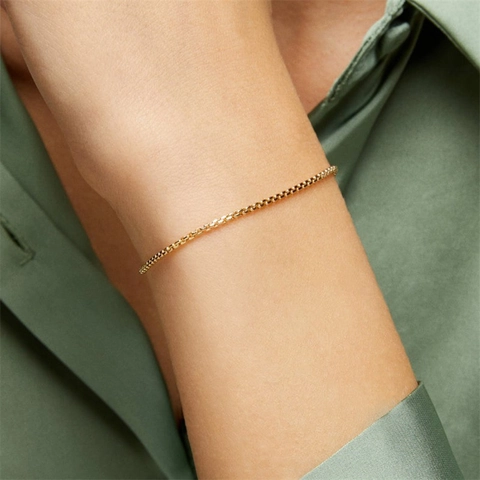 Minimalist Box Chain Bracelet Stainless Steel Gold Plated Elegant Geometric Fashion Jewelry For Women Everyday Accessories