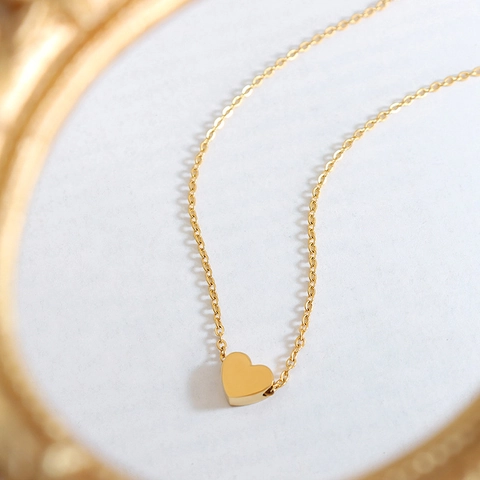 Herz Anhänger Halskette Titanstahl 18K Vergoldet Minimalistischer Koreanischer Stil Schlüsselbein Kette Schmuck Für Frauen