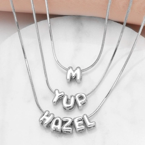 Collana Con Ciondolo Lettera Iniziale Rame Placcato Oro Bianco Catena A Serpente Lucida Accessorio Da Clavicola Elegante Donna