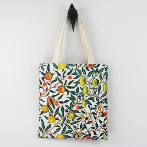 Canvas Tragetasche Vintage Blumenmuster William Morris Stil Große Kapazität Schultertasche Mit Innentasche Magnetverschluss