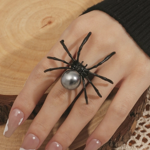 Anello Ragno Lega Gotico Punk Halloween Gioielli Grigio Perla Artificial Sintetica Apertura Regolabile Per Donne Uomini