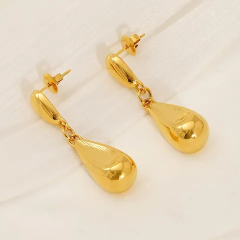 Minimalist Teardrop Drip Earrings 18K Gold Plated Stainless Steel High Polished Water Drop Jewelry For Women Girls