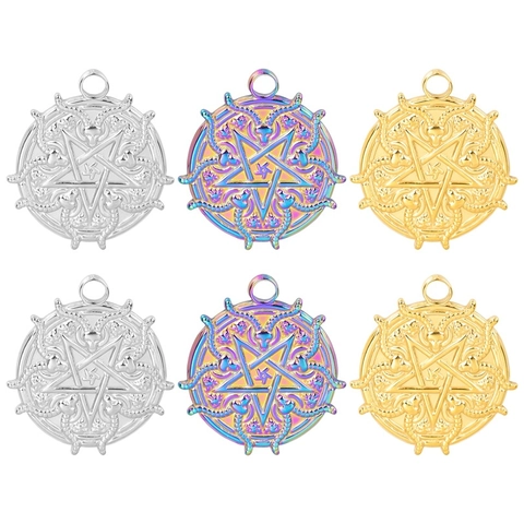 Collana con Pendente Pentagramma Testa di Capra Baphomet in Acciaio Inossidabile per Uomo Donna Gioielli Occulti Misteriosi Gothic Punk