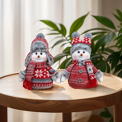 Décoration De Poupée De Bonhomme De Neige En Tricot Peluche Noël Décoration De Table Figurine Festive D'Hiver