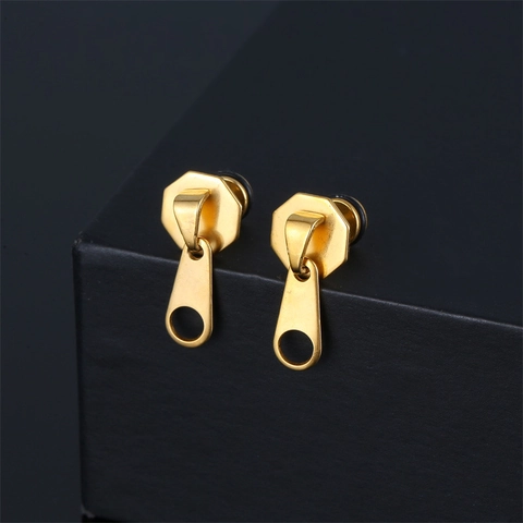 Creative Zipper Head Stud Earrings 316 Stainless Steel Punk Rock Hip Hop Style Fashion Jewelry For Men Women
