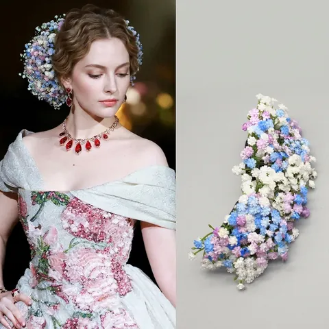 Fermaglio Per Capelli A Grappolo Di Fiori Elegante Simulazione Gipsofila Floreale Clip A Becco D'Anatra Accessori Per Capelli Donna