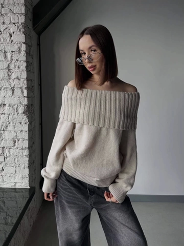 Suéter De Punto Con Hombros Descubiertos Para Mujer Algodón Poliéster Manga Larga Casual Ajustado Color Sólido Top Sexy