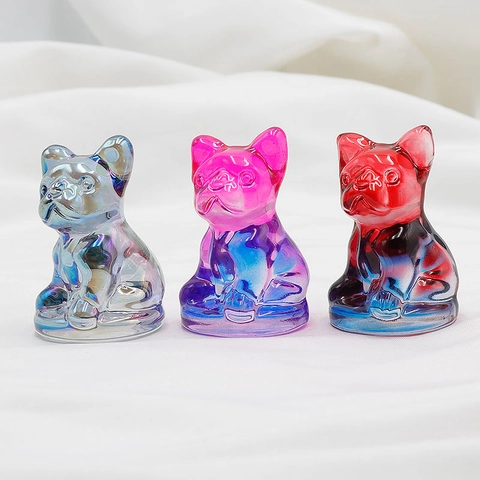 French Bulldog Figurine K9 Crystal Dog Statue Aura Rainbow Gradient Desk Decor Home Ornament Modern Minimalist Collectible
