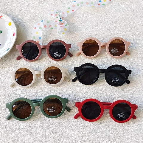 Kids Round Frame Sunglasses Retro Matte Plastic UV400 Protection For Toddlers Boys Girls Vintage Eyewear