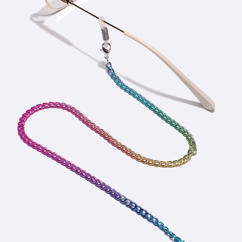 Colorful Rainbow Gradient Copper Glasses Chain Anti-Slip Eyewear Lanyard For Sunglasses Fashion Mask Holder Strap Women