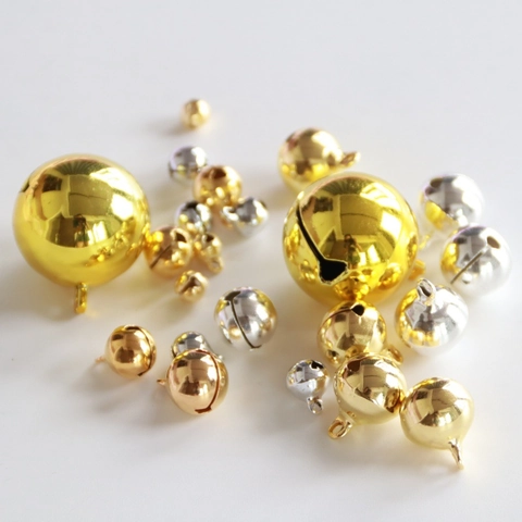 Round Copper Bells DIY Craft Accessory Christmas Tree Decoration Electroplated Metal Jingle Bells With Hanging Loop