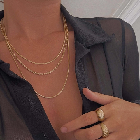 Collana Multistrato Acciaio Inossidabile Placcato Oro Catena Serpente Torsione Gioielli Di Moda Per Donna Accessori