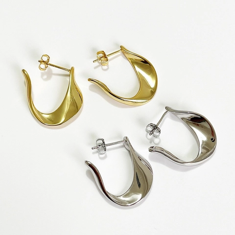 Orecchini A Lobo In Argento Sterling 925 A Forma Di U Design Geometrico Irregolare Stile Francese Minimalista